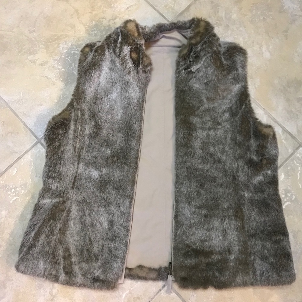 Taupe faux fur reversible vest